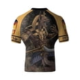 thumbnail image 1 of Raven Fightwear Men's Anubis BJJ Rash Guard Short Sleeve MMA Gold, 1 of 3