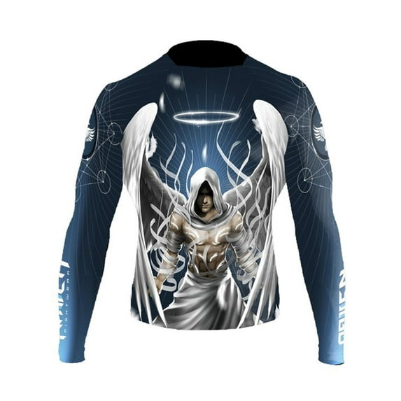 Raven Fightwear Men's Archangel Michael Rash Guard MMA BJJ Blue