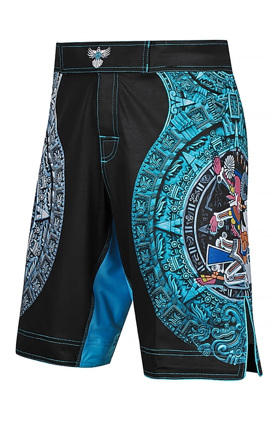 Men's Aztec Lord of The Underworld Mictlantecuhtli MMA Shorts BJJ Black