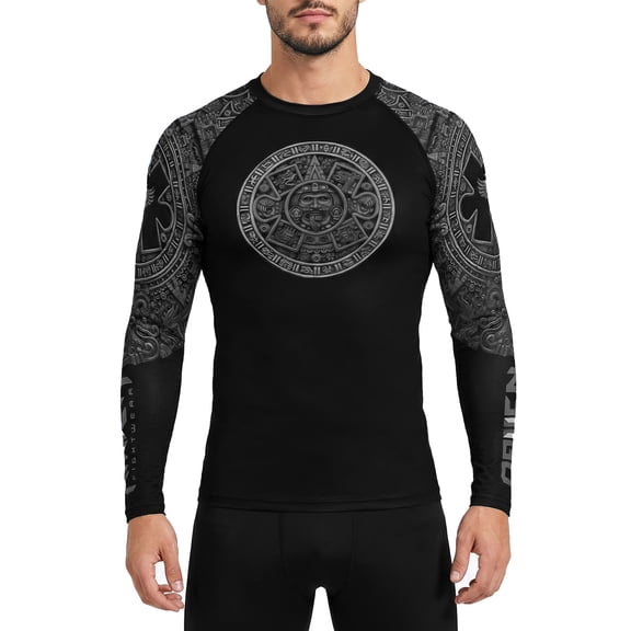 Raven Fightwear Men's Aztec Ranked BJJ Jiu Jitsu Rash Guard MMA Black/Grey