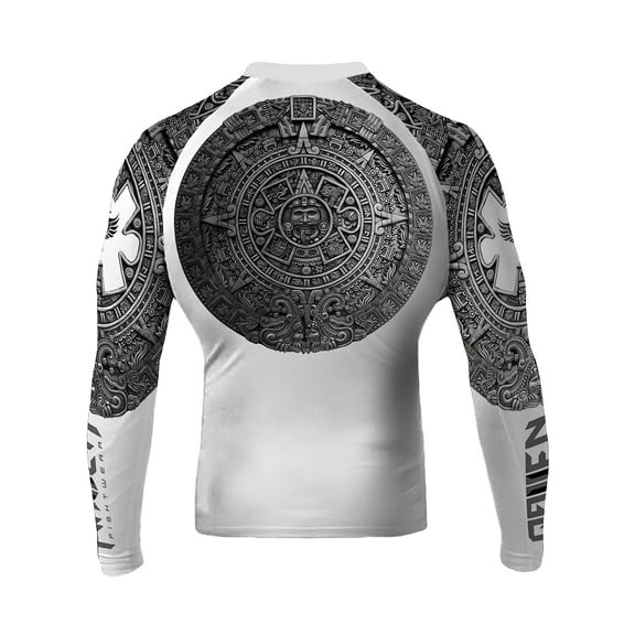 Raven Fightwear Men's Aztec Ranked Rash Guard MMA BJJ White