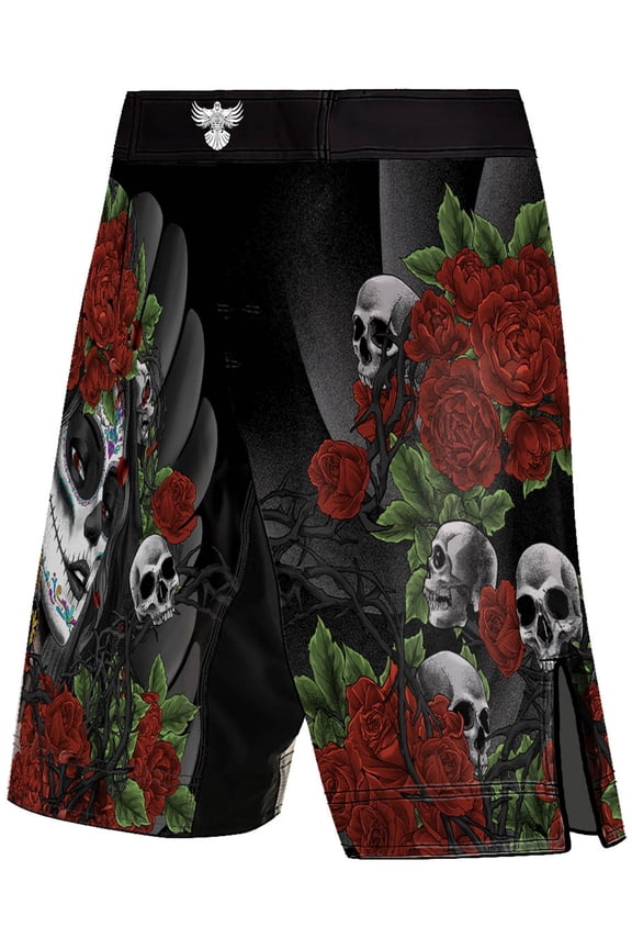 Men's Calaveras y Rosas MMA Shorts BJJ Black