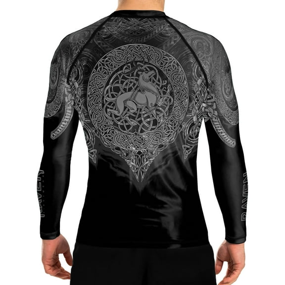 Raven Fightwear Men's Celtic Rash Guard BJJ MMA Black/Grey