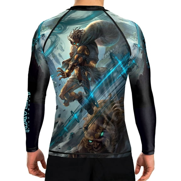 Raven Fightwear Men's Cybernetic Fujin God of Wind BJJ Rash Guard MMA Black