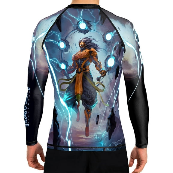 Raven Fightwear Men's Cybernetic Raijin God of Thunder BJJ Rash Guard MMA Black