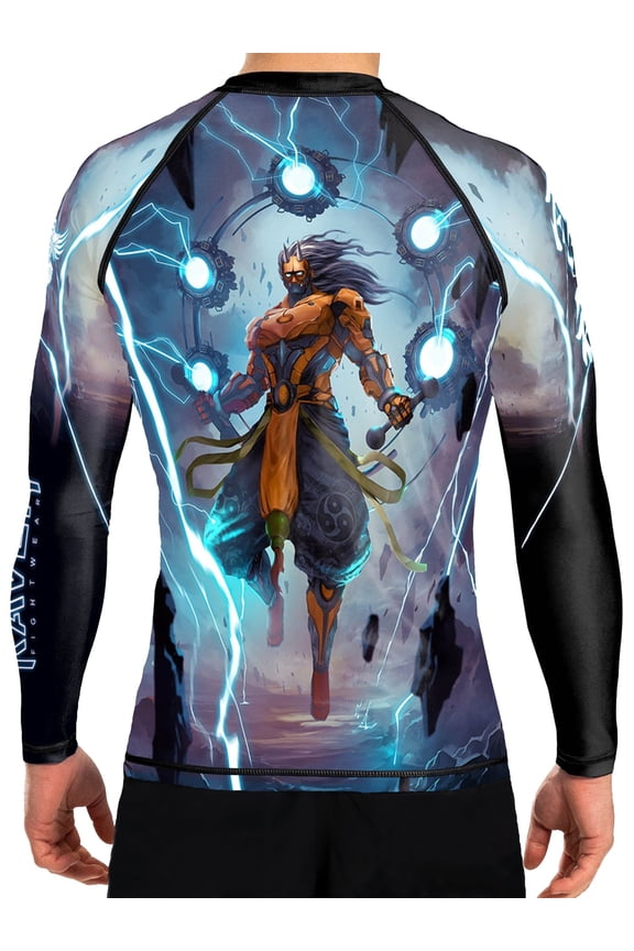 Men's Cybernetic Raijin God of Thunder BJJ Rash Guard MMA Black