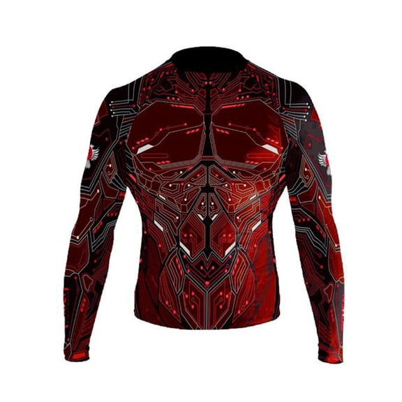 Raven Fightwear Men's Cybernetic Rash Guard MMA BJJ Red