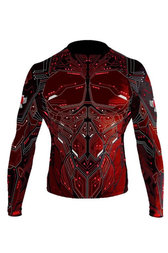 Men's Cybernetic Rash Guard MMA BJJ Red