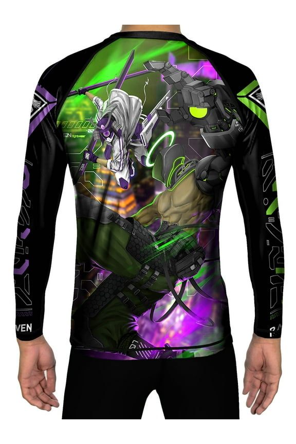 Men's Cyberpunk 3.0 Jiu Jitsu BJJ Rash Guard MMA Black