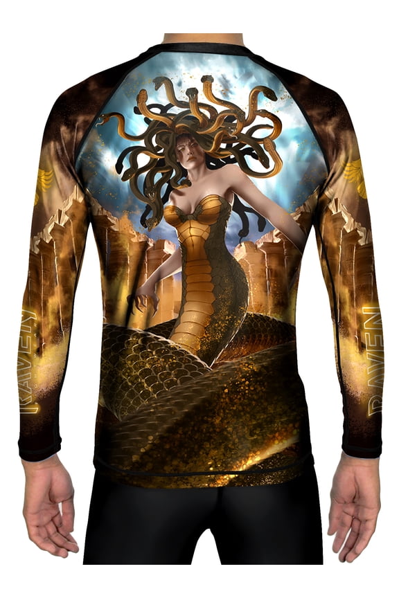 Men's Gorgon Medusa BJJ Rash Guard MMA Black