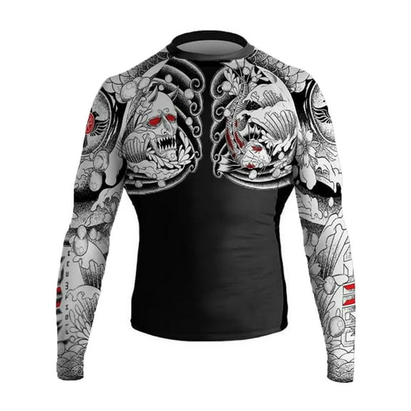 Raven Fightwear Men's Irezumi 1.0 Rash Guard MMA BJJ Black