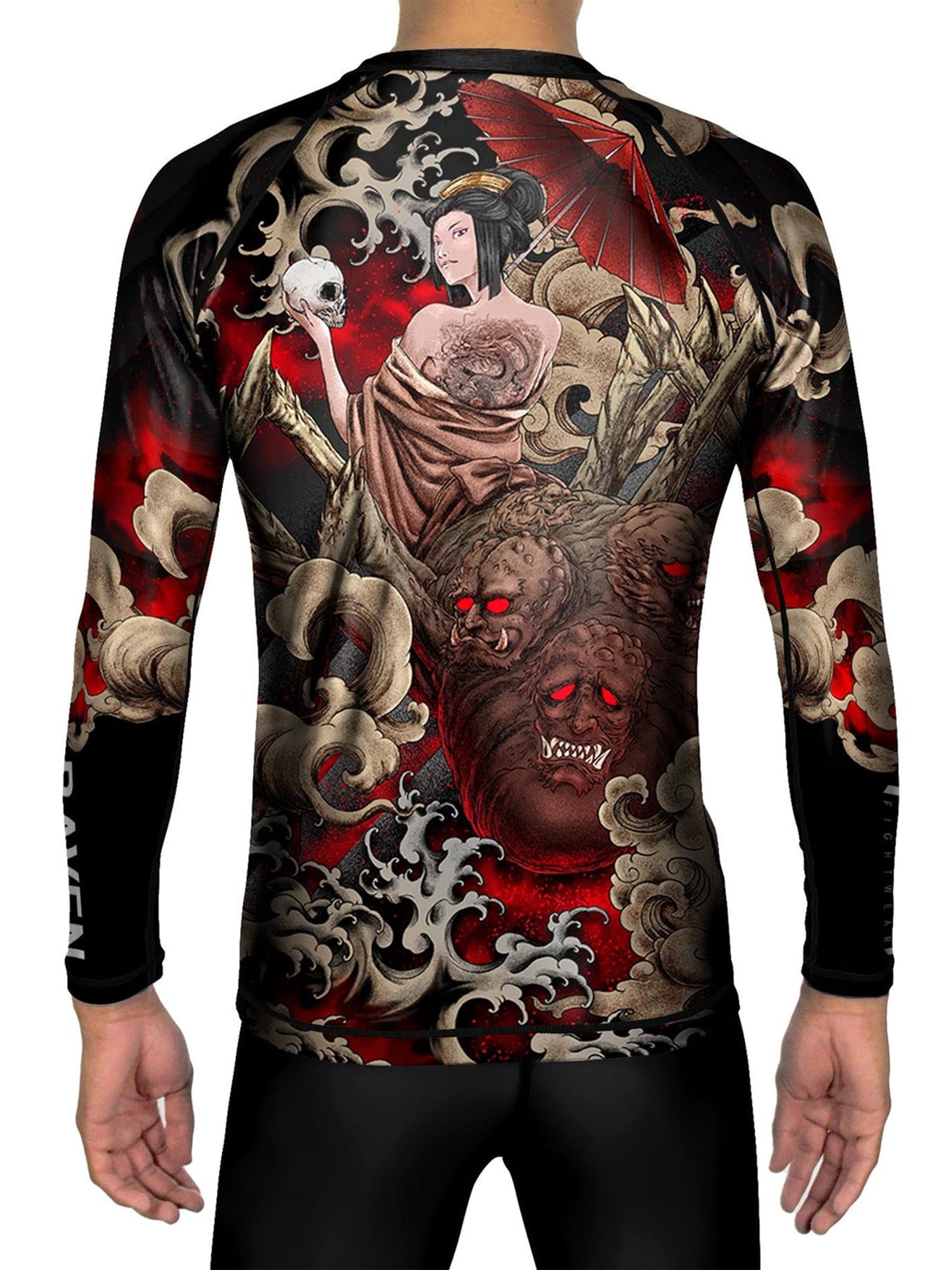 Spider Rash Guard Raven Fightwear Men's Jorogumo Spider Rash Guard BJJ MMA Black ...