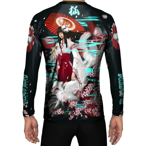 Raven Fightwear Men's Kitsune Fox BJJ Rash Guard MMA Black