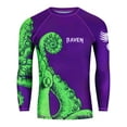 thumbnail image 1 of Raven Fightwear Men's Kraken Octopus BJJ Rash Guard MMA Purple/Green, 1 of 3