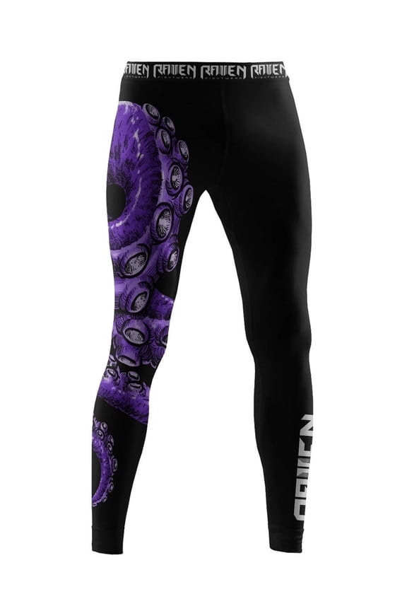 Men's Kraken Octopus Spats Tights BJJ MMA Black/Purple