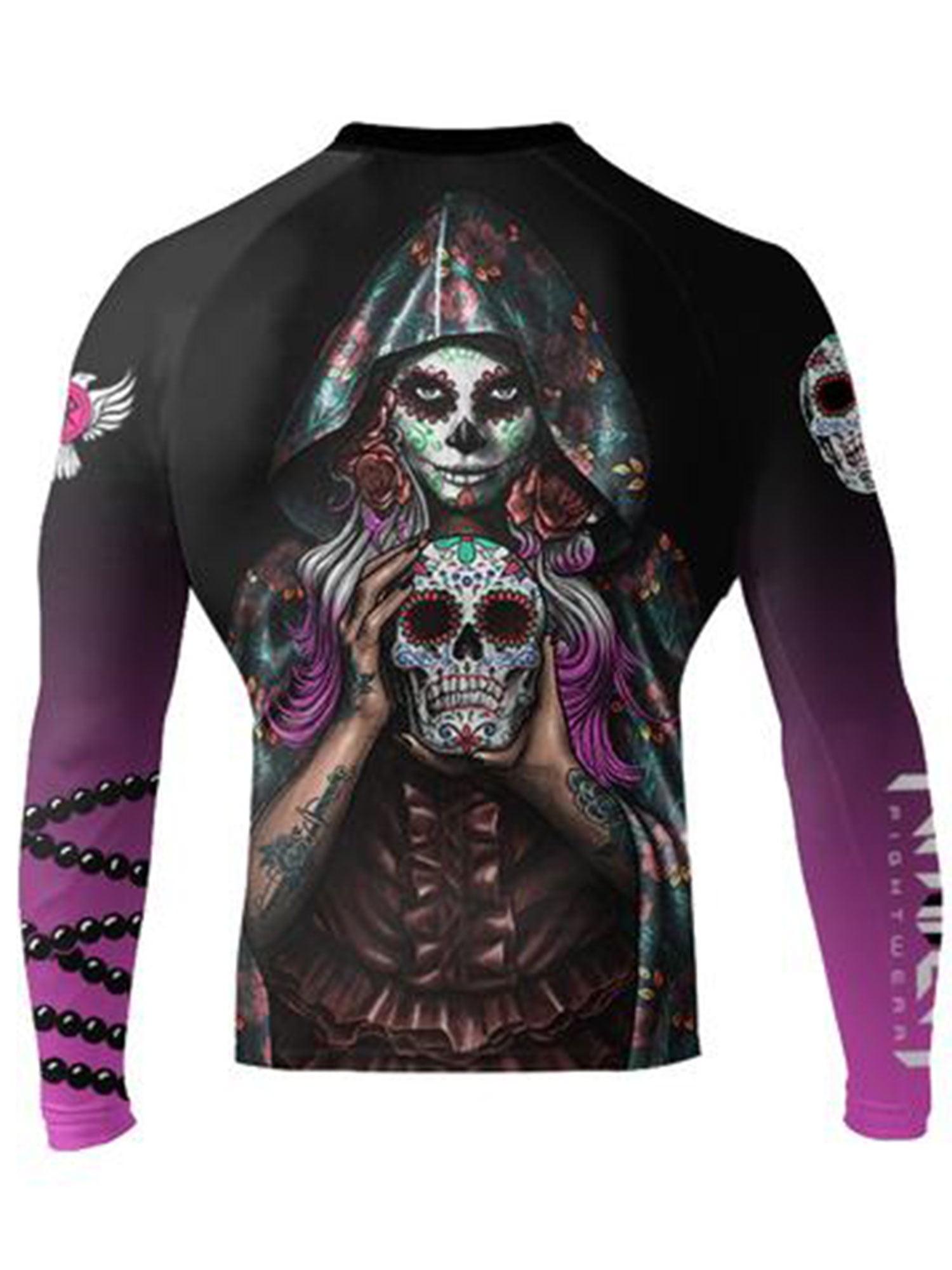 Raven Fightwear Men's La Calavera Catrina Rash Guard MMA BJJ Black ...