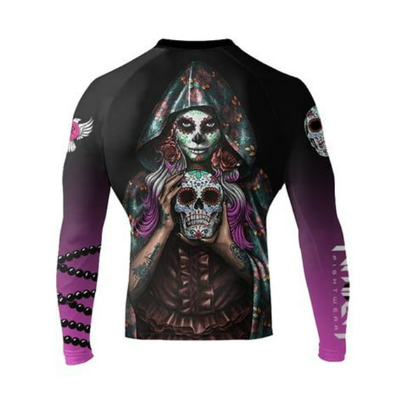 Raven Fightwear Men's La Calavera Catrina Rash Guard MMA BJJ Black