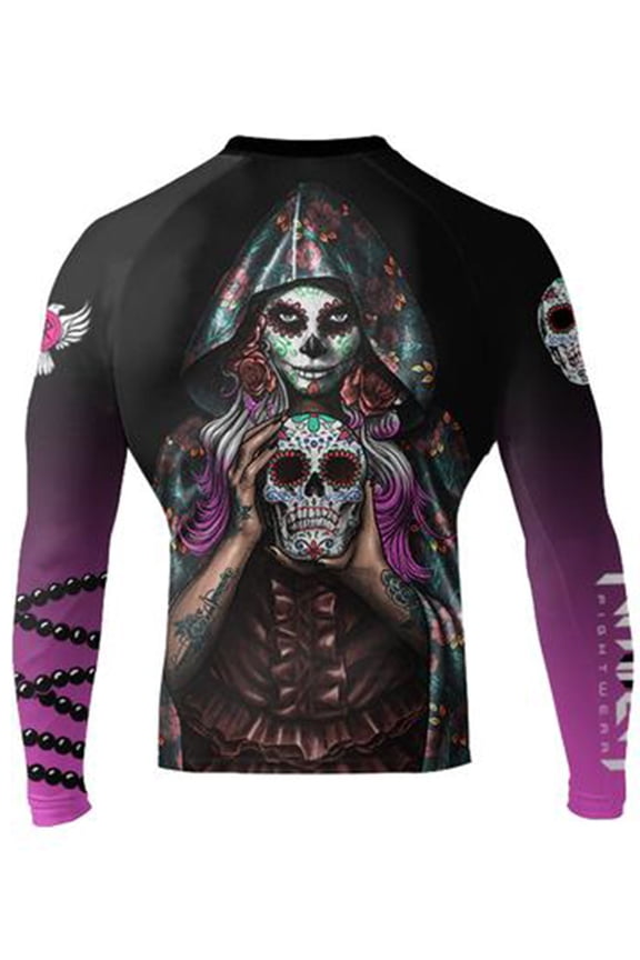 Men's La Calavera Catrina Rash Guard MMA BJJ Black