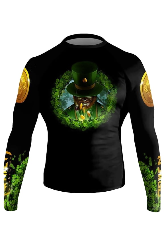 Men's Leprechaun Rash Guard BJJ MMA Black