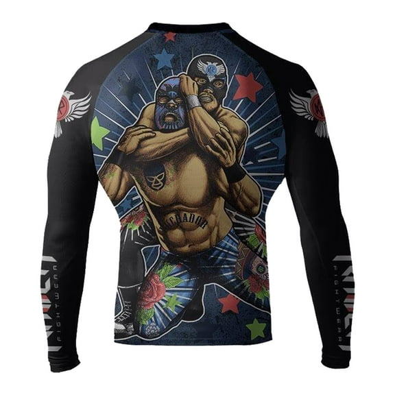 Raven Fightwear Men's Luchador El Cuervo MMA BJJ Rash Guard Black Small