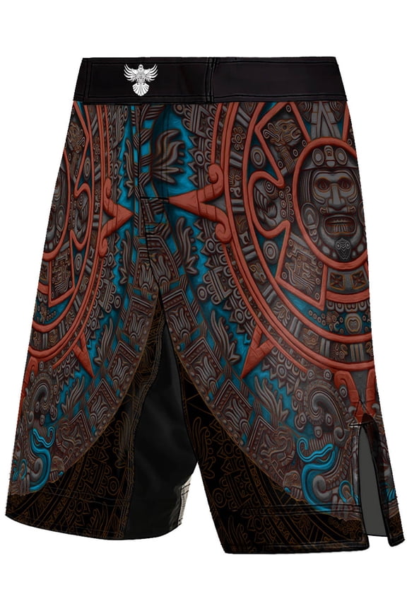 Men's Mexica Aztec Calendar MMA Shorts BJJ Black