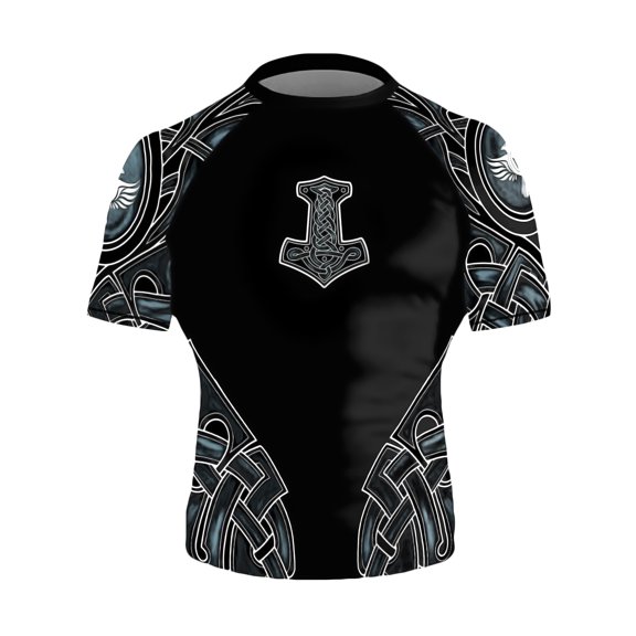 Raven Fightwear Men's Nordic 2.0 BJJ Rash Guard Short Sleeve MMA Black V1