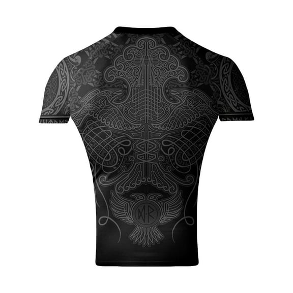 Raven Fightwear Men's Nordic Jiu Jitsu BJJ Rash Guard Short Sleeve MMA Black