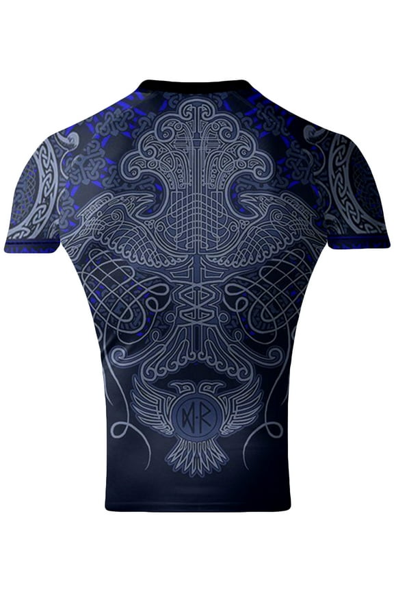Men's Nordic Jiu Jitsu BJJ Rash Guard Short Sleeve MMA Blue
