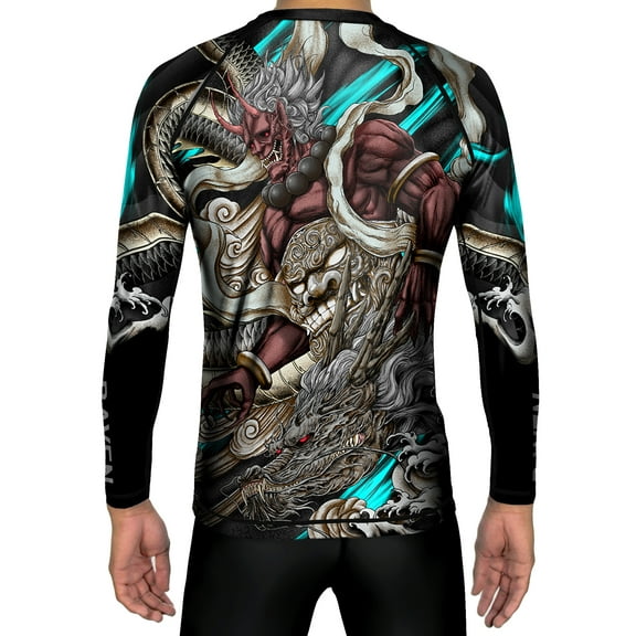 Raven Fightwear Men's Oni & Dragon Jiu Jitsu BJJ Rash Guard MMA Black