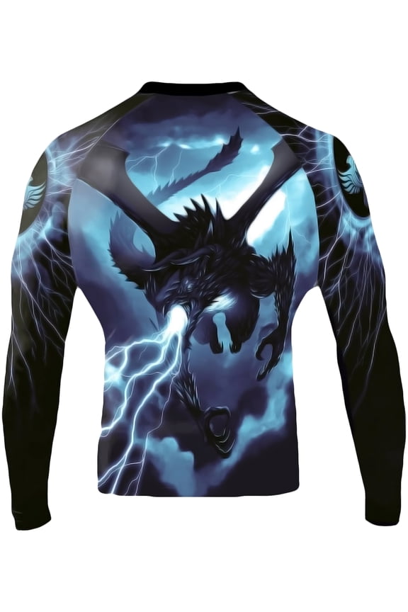 Men's Storm Dragon BJJ Rash Guard MMA Black