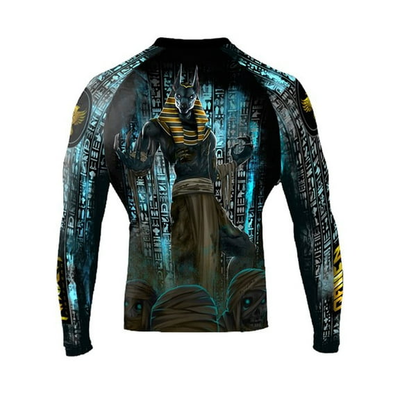 Raven Fightwear Men's The Gods of Egypt Anubis Rash Guard MMA BJJ Black