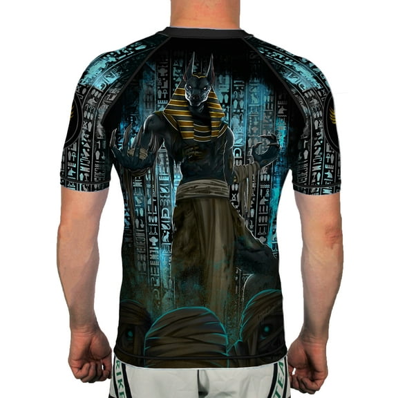 Raven Fightwear Men's The Gods of Egypt Anubis Short Sleeve Rash Guard MMA BJJ Black