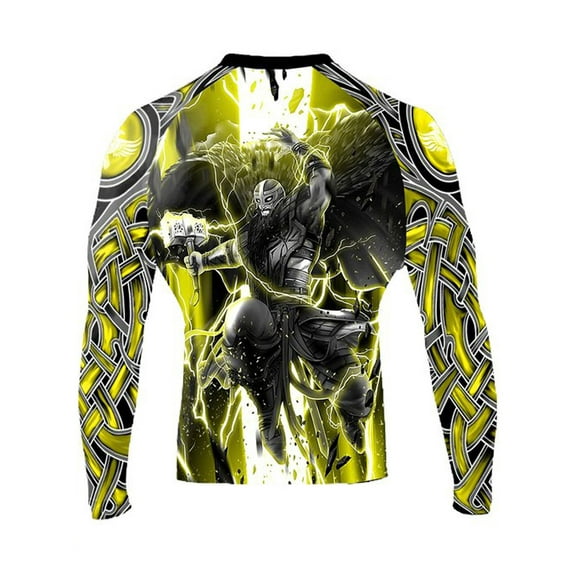 Raven Fightwear Men's The Gods of Scandinavia Thor Rash Guard MMA BJJ Black