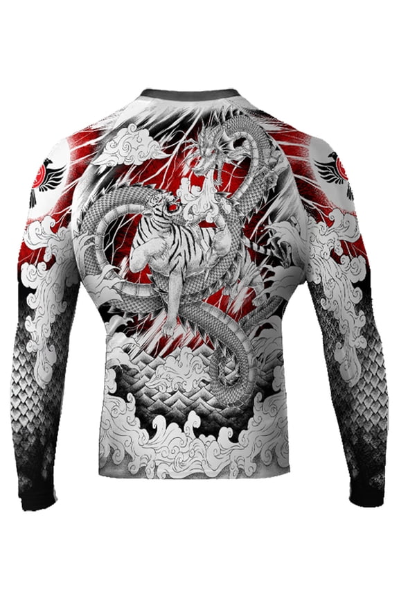 Men's Tiger & Dragon MMA BJJ Rash Guard White