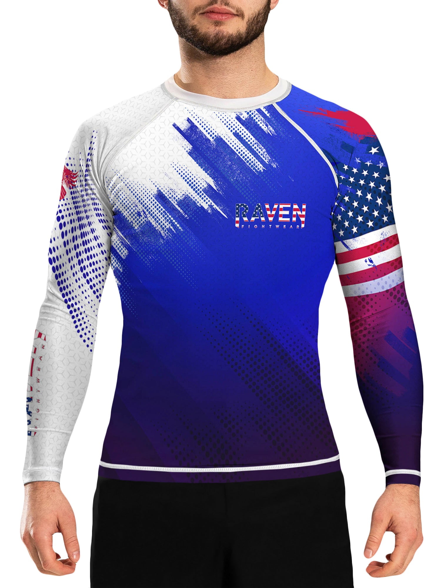 Raven Fightwear Men's Valor USA Rash Guard BJJ MMA - Walmart.com