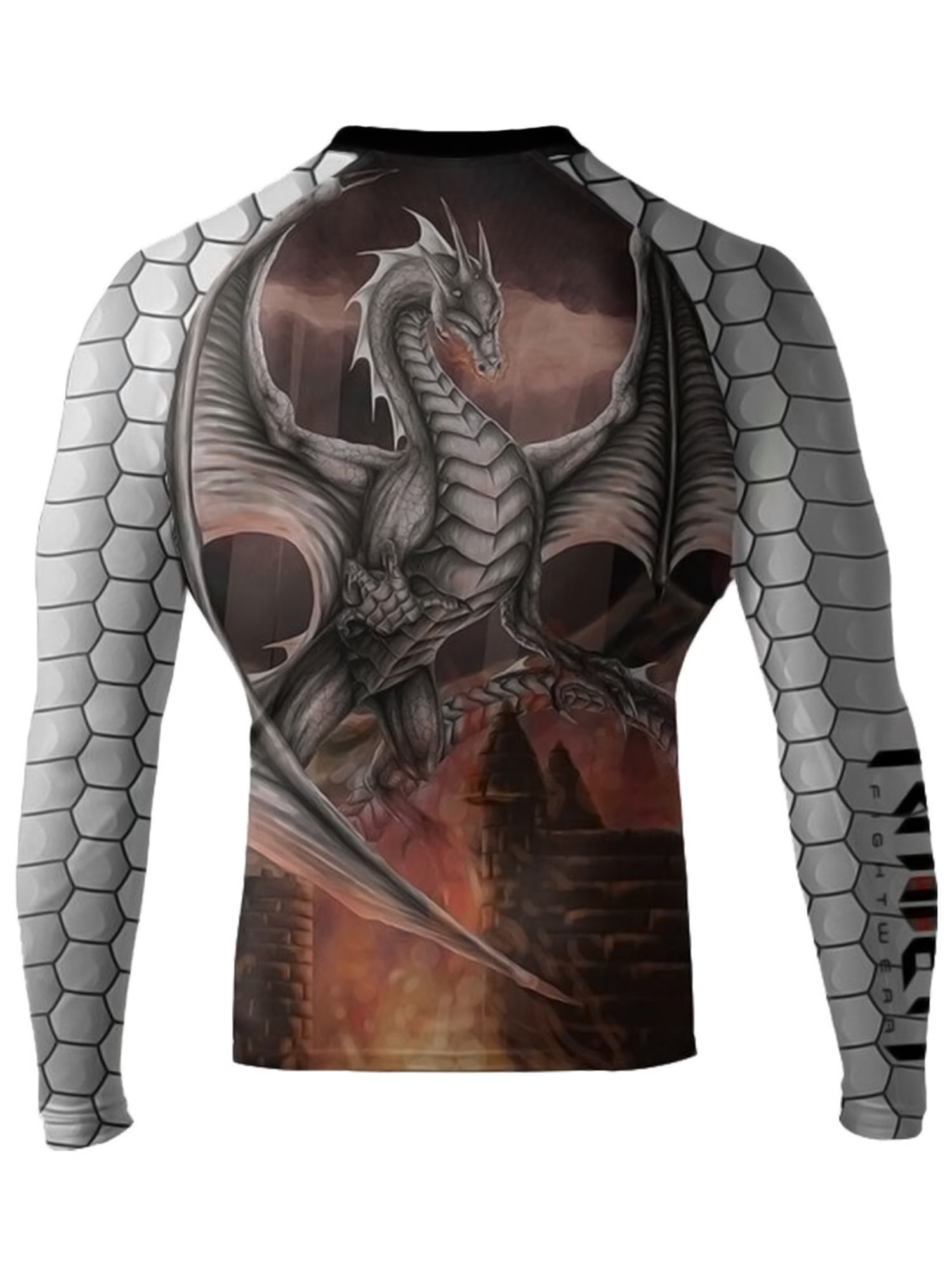 Raven Fightwear Men's White Dragon BJJ Jiu Jitsu Rash Guard MMA ...