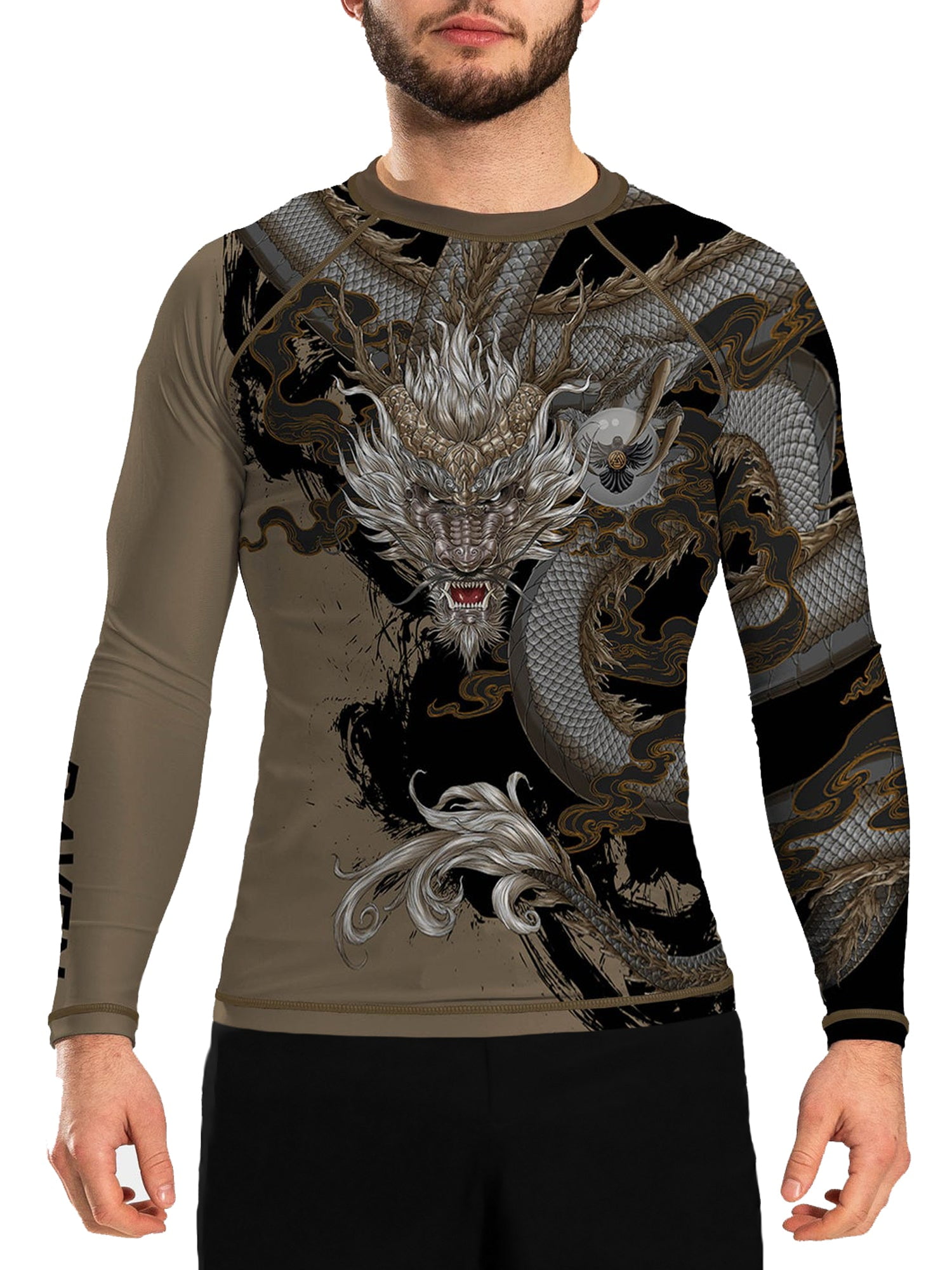 Raven Fightwear Men's Year of the Dragon Rash Guard BJJ MMA Brown ...