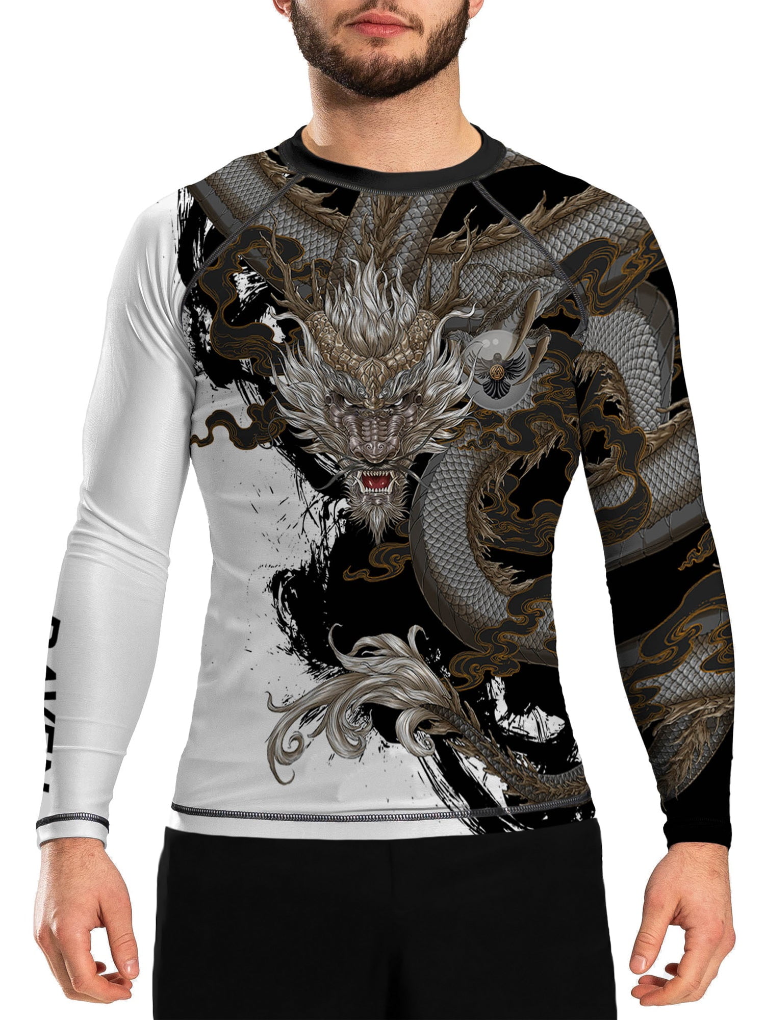 Raven Fightwear Men's Year of the Dragon Rash Guard BJJ MMA White ...
