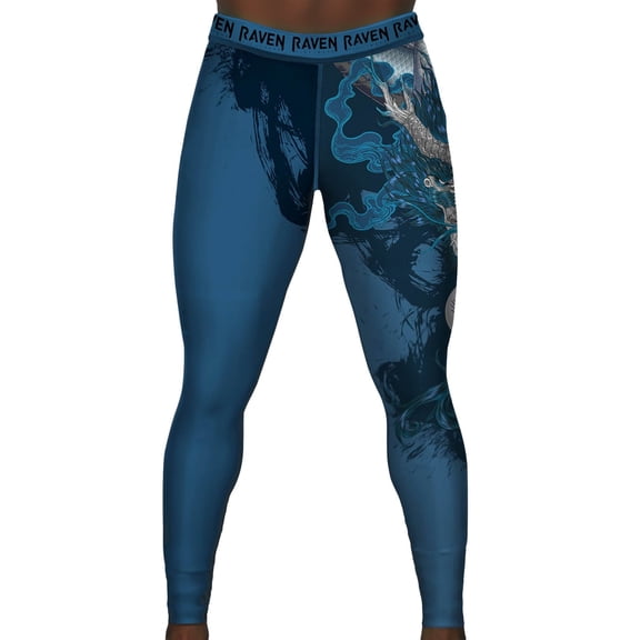 Raven Fightwear Men's Year of the Dragon Spats Tights BJJ MMA Blue