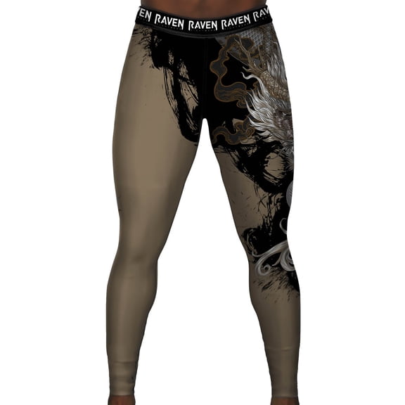 Raven Fightwear Men's Year of the Dragon Spats Tights BJJ MMA Brown