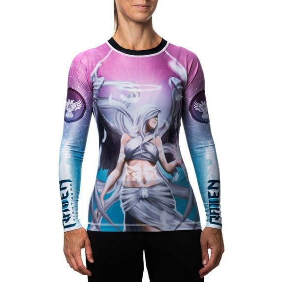 Raven Fightwear Women's Archangel Jophiel Rash Guard MMA BJJ Blue/Pink