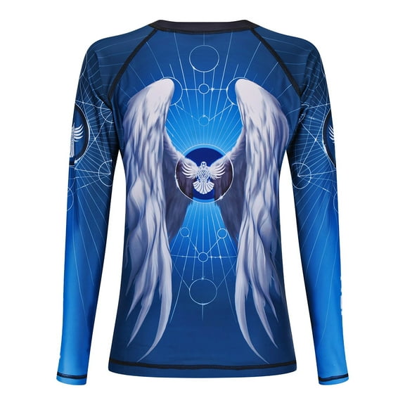 Raven Fightwear Women's Archangel Michael BJJ Rash Guard MMA Blue