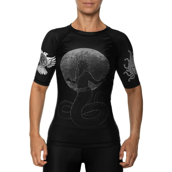 Raven Fightwear Women's BJJ Horror Medusa Rash Guard Short Sleeve MMA Black Edition