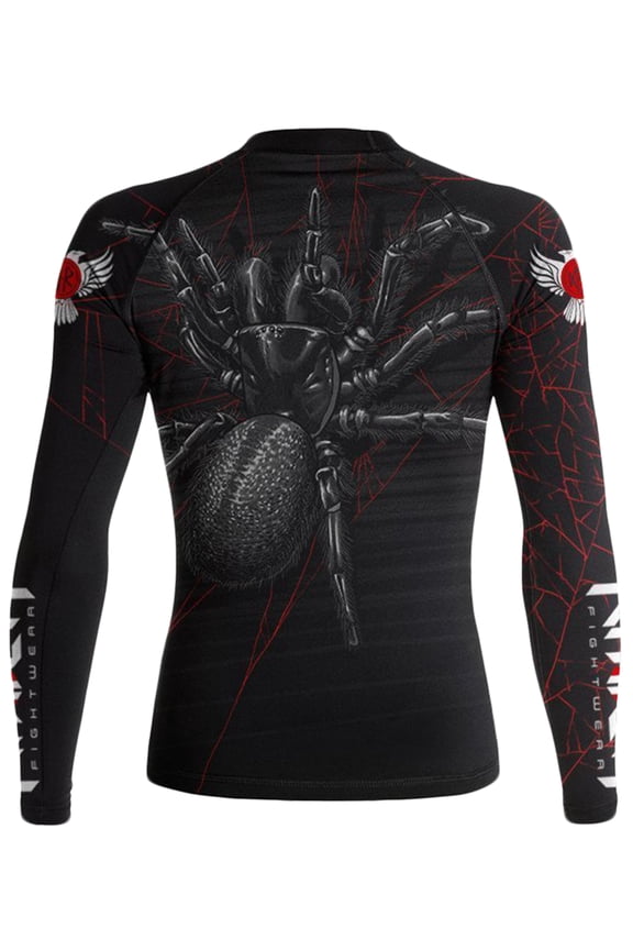Women's Funnel Web Spider BJJ Rash Guard MMA Black