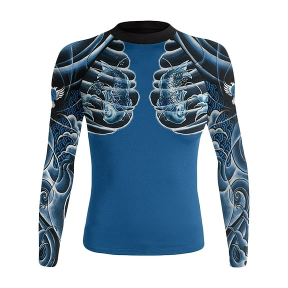 Raven Fightwear Women's Irezumi 2.0 Koi Fish BJJ Rash Guard MMA Blue
