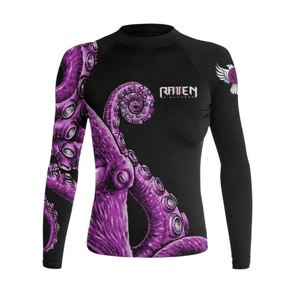 Raven Fightwear Women's Kraken Octopus Rash Guard MMA BJJ Black/Pink