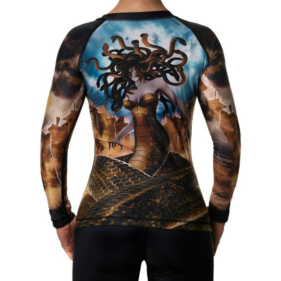 Raven Fightwear Women's Medusa Gorgon BJJ Rash Guard MMA Black