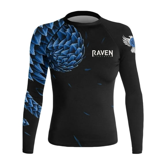 Raven Fightwear Women's Power Pangolin BJJ Rash Guard MMA Black/Blue