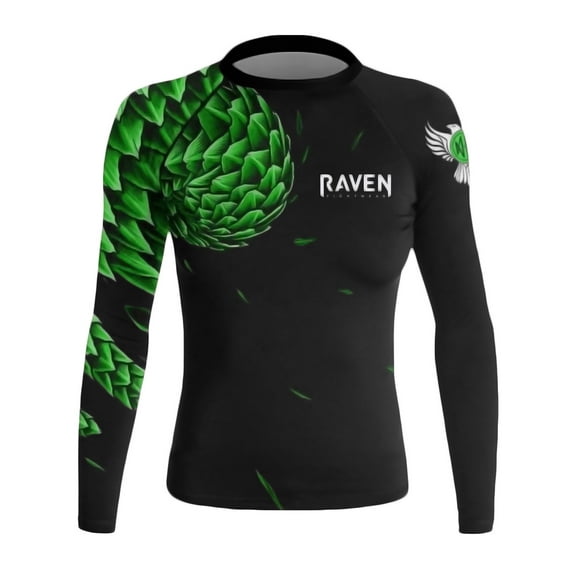 Raven Fightwear Women's Power Pangolin BJJ Rash Guard MMA Black/Green