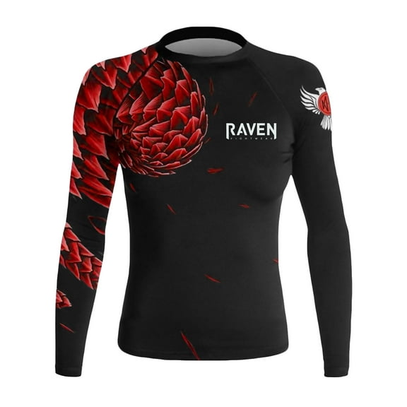 Raven Fightwear Women's Power Pangolin BJJ Rash Guard MMA Black/Red